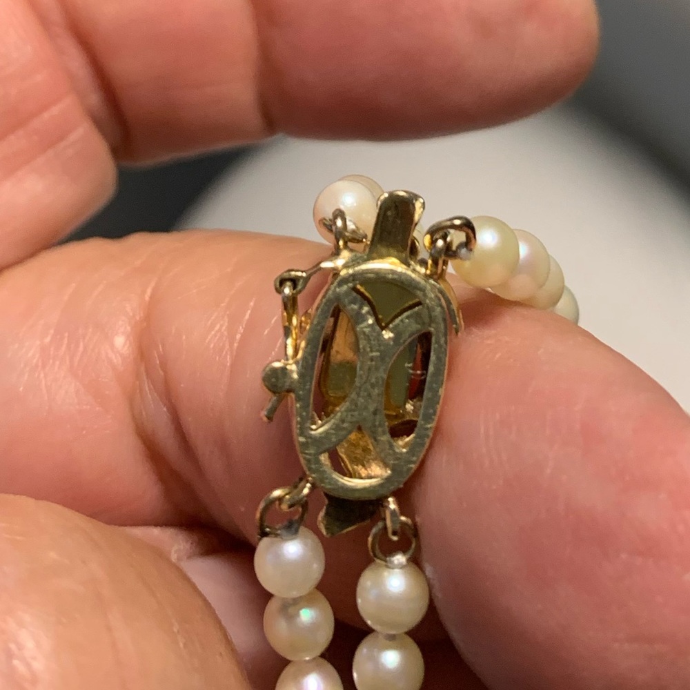 Vintage 14 k clasp pearl bracelet - Picture 5 of 9